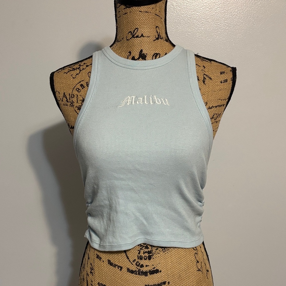 Forever 21 Light Blue Tank Top with Embroidery